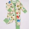 LULUKAKA Cozy Dinosaur Print Zip-Up Romper for Baby Boys - Long Sleeve, Perfect for Fall/Winter Outdoors, Perfect for Outdoor