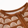 LULUKAKA Cute Geometric Print Zip-Up Romper for Newborns - Soft Polyester & Spandex Blend, Long Sleeve, Round Neck Onesie for Boys & Girls - Perfect for Spring/Fall, Perfect for Outdoor