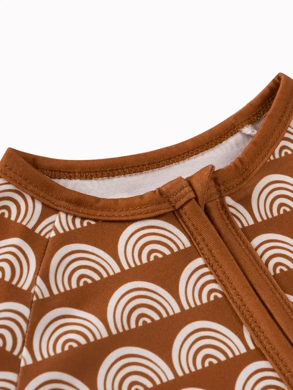 LULUKAKA Cute Geometric Print Zip-Up Romper for Newborns - Soft Polyester & Spandex Blend, Long Sleeve, Round Neck Onesie for Boys & Girls - Perfect for Spring/Fall, Perfect for Outdoor