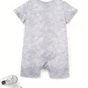 1pc LULUKAKA Baby Boys' Casual Romper, Cute Duck Cartoon Print, All-Season Knit Polyester, Regular Fit Short-Sleeve Bodysuit for Newborns and Infants, for Outdoor
