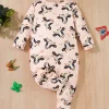 1pc LULUKAKA Cute Cartoon Cow Print Long Sleeve Baby Girls Romper, Casual Polyester Knit Fabric with Slight Stretch, Regular Fit Front Snap Closure for Fall/Winter, for Outdoor