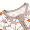 LUKAKA Newborn Baby Girl Bamboo Fiber Clothes Tight Zipper One-Piece Dress Flower Daisy Petal Pattern Children's One-Piece Pants Girls Autumn and Winter Clothing Bamboo Fiber Clothes, Perfect for Outdoor