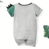 LULUKAKA Baby Boy'S Casual Crocodile Print Romper, Cute Animal Pattern, Polyester Knit Fabric, Regular Fit, for Newborn to 12 Months Old, for Outdoor