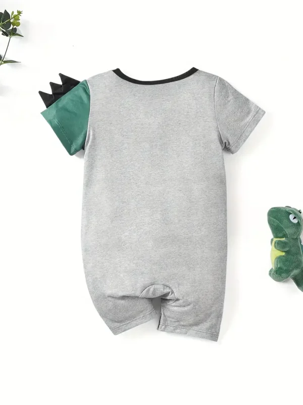 LULUKAKA Baby Boy'S Casual Crocodile Print Romper, Cute Animal Pattern, Polyester Knit Fabric, Regular Fit, for Newborn to 12 Months Old, for Outdoor