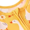 LUKAKA Newborn Baby Boy and Girl Casual Bamboo Fiber Tight Zipper One-Piece Clothes Yellow Pastoral Style Series Duck Pattern Children's One-Piece Trousers Boys and Girls Bamboo Fiber Clothes, Perfect for Outdoor