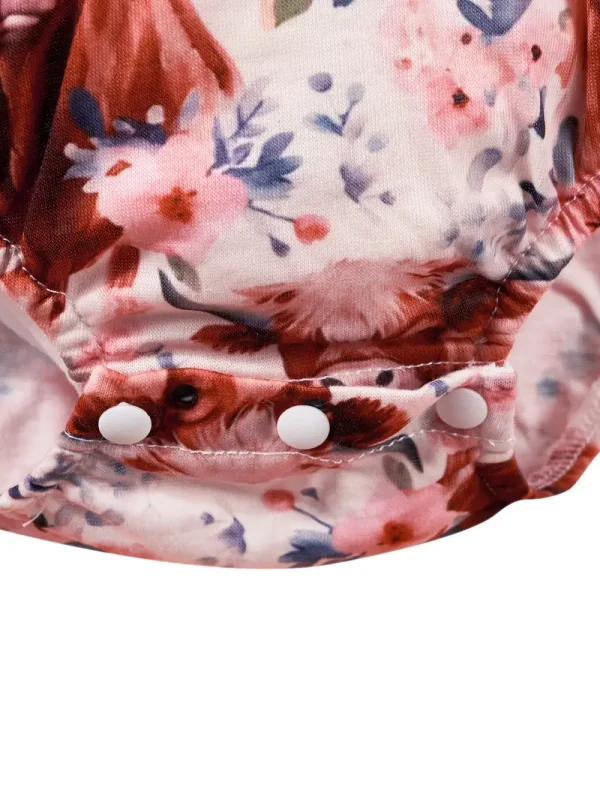 LULUKAKA Adorable Bull Print Ruffle Sleeve Romper Dress & Headband Set for Baby Girls - Soft Polyester Blend, Machine Washable, LULUKAKA, Perfect for Outdoor