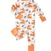 LUKAKA Newborn Baby Boys and Girls Casual Bamboo Fiber Tight Fit Zipper One-Piece Pajamas Cartoon Elk Pattern Printed One-Piece Pants Boys and Girls Bamboo Fiber Clothes