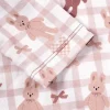 LULUKAKA 2pcs Baby Girls Romper Set, Cartoon Bear & Rabbit Print, Long Sleeve Ruffle Trim Onesie with Headband, Casual All-Season Knit Fabric, 95% Polyester 5% Spandex, Medium Stretch, for Outdoor