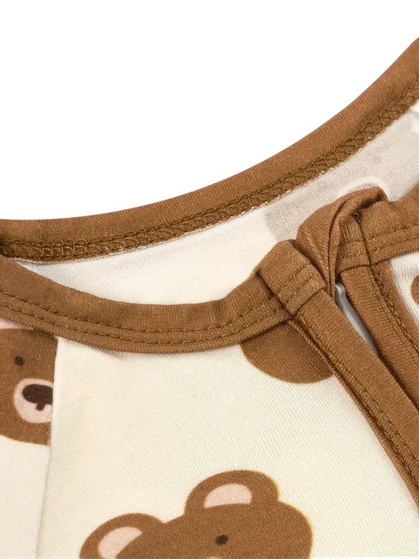 LULUKAKA Unisex Baby Bodysuit, Bamboo Fiber 95% Spandex 5%, Cute Cartoon Bear Print, All-Season Knit Fabric, Skinny Fit with Zipper Closure, Animal Pattern Infant Onesie, for Outdoor