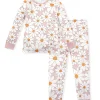 LULUKAKA Cozy Daisy & Petal Print Girls' Pajama Set - Stretchy Polyester Long Sleeve Top & Pants with Pink Accents, Machine Washable, All-Season Comfort for Newborns to Toddlers, Toddler Pajamas