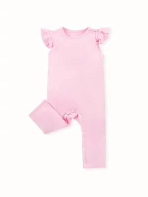 LULUKAKA Baby Romper - Sleeveless, Lace-Trimmed Onesie for Newborns & Toddlers, Soft Polyester Blend, Machine Washable, Perfect for Outdoor (pink)