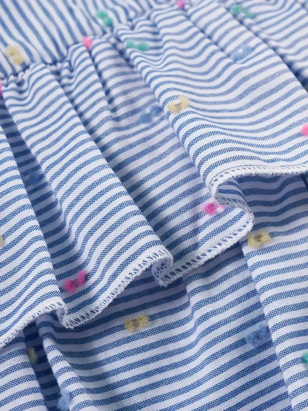 1pc LULUKAKA Baby Girls' Sleeveless Striped Print Romper, Casual Polyester Knit Fabric, Round Neck with Waterdrop Buckle, Regular Fit Infant Bodysuit, for Outdoor