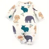 LULUKAKA Baby Romper with Cute Animal Print - Soft Polyester & Spandex Blend, Zip-Up Long Sleeve Onesie for Boys & Girls, Machine Washable, All-Season Comfort Fit, Perfect for Outdoor