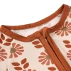 1pc LULUKAKA Baby Girls Soft Fiber Bodysuit, Floral Print Zipper Romper, Casual Knitted Fabric, Round Neck, Stretch Fit, for All-Season Sleepwear