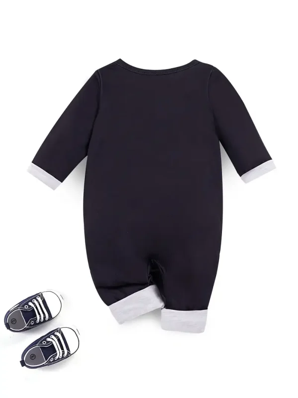 LULUKAKA Boys' Long-Sleeve Romper with Fun Print - Soft Polyester & Spandex Blend, Perfect for Spring/Fall, Perfect for Outdoor