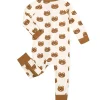 LULUKAKA Unisex Baby Bodysuit, Bamboo Fiber 95% Spandex 5%, Cute Cartoon Bear Print, All-Season Knit Fabric, Skinny Fit with Zipper Closure, Animal Pattern Infant Onesie, for Outdoor