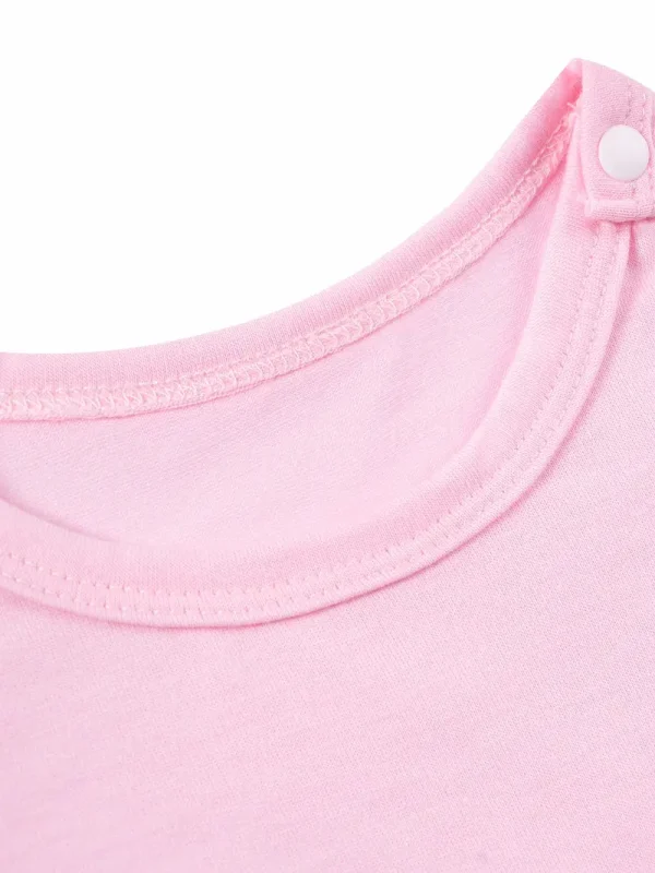 LULUKAKA Baby Romper - Sleeveless, Lace-Trimmed Onesie for Newborns & Toddlers, Soft Polyester Blend, Machine Washable, Perfect for Outdoor (pink)