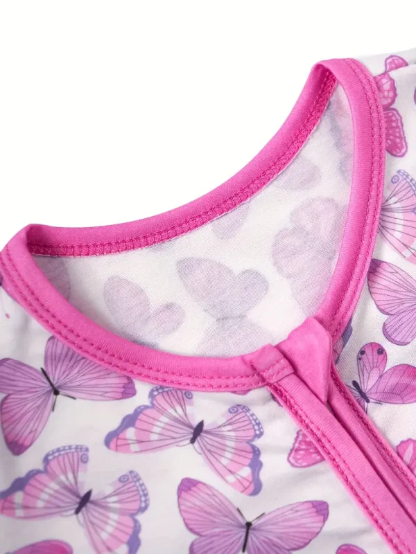 LULUKAKA Adorable Butterfly Print Long-Sleeve Zip-Up Baby Girl Bodysuit Set with Matching Headband - Soft Polyester & Spandex Blend, Machine Washable, Perfect for All Seasons, Baby Girl Outfits, Perfect for Outdoor