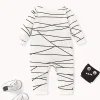LULUKAKA Boys' Cute Cartoon Mummy Bandage Print Long Sleeve Romper, Polyester Knit Fabric, Regular Fit, for Fall/Winter, for Outdoor
