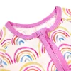 LULUKAKA Girls' Bamboo Fiber Romper, Cute Rainbow Stripe Print, Long Sleeve Raglan, Skinny Fit, Crew Neck, All-Season Knit Fabric with Zipper Closure, for Outdoor