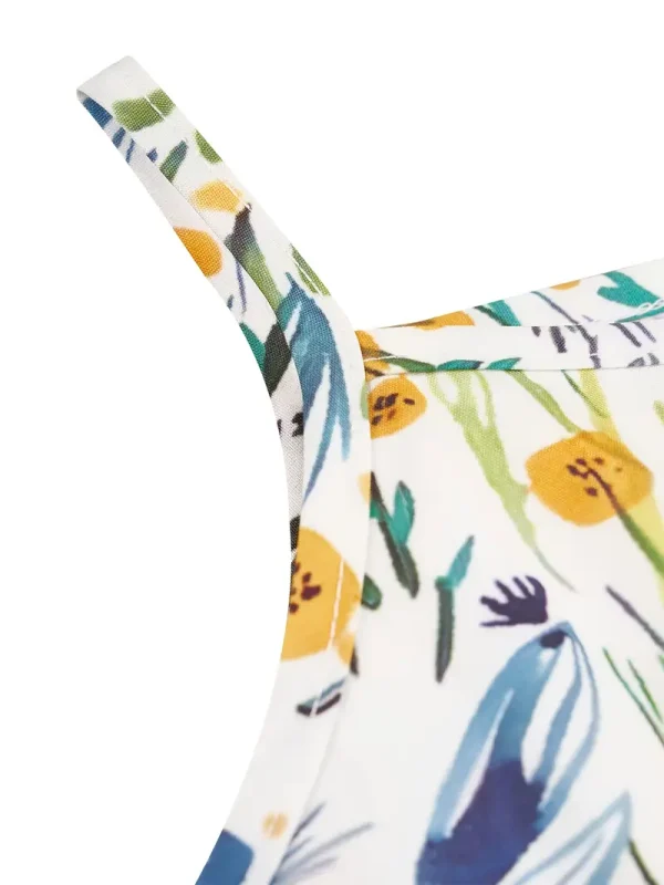 1pc LULUKAKA Baby Girls' Floral Print Romper, Sleeveless Tank Top Sundress, Polyester 95% Spandex 5% Woven Fabric, Casual Regular Fit Infant Bodysuit, for Outdoor