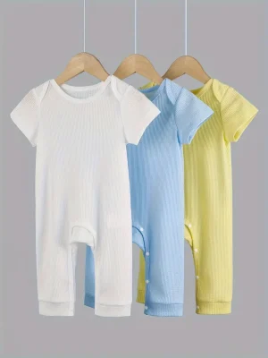 LUKAKA Three-piece Set for Boys and Babies, Long Pants and Body Suit, Children's Solid Color Tight Body Suit
