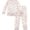 LULUKAKA Cozy Daisy & Petal Print Girls' Pajama Set - Stretchy Polyester Long Sleeve Top & Pants with Pink Accents, Machine Washable, All-Season Comfort for Newborns to Toddlers, Toddler Pajamas