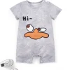 1pc LULUKAKA Baby Boys' Casual Romper, Cute Duck Cartoon Print, All-Season Knit Polyester, Regular Fit Short-Sleeve Bodysuit for Newborns and Infants, for Outdoor