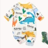 LULUKAKA Cute Dinosaur Cartoon Print Long-Sleeve Romper for Baby Boys - Cozy Polyester Blend, Machine Washable, LULUKAKA, Perfect for Outdoor