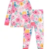 LULUKAKA Girl'S Floral Print Pajama Set - Long Sleeve & Pants, Crew Neck, Skinny Fit, All-Season Knit Fabric, Medium Stretch, Polyester 95% Spandex 5% - Cozy Homewear Outfit