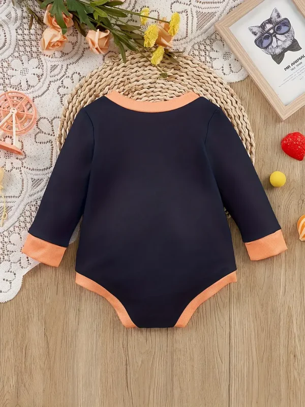 LULUKAKA Cute Cartoon Cat Print Long Sleeve Bodysuit, Polyester Knit Fabric, Regular Fit, with Crew Neck, Slight Stretch, for Newborns and Infants, Fall/Winter Collection, for Outdoor
