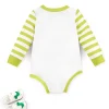 LULUKAKA Kids' Long-Sleeve Romper with Cute Cartoon Monster "Give Me a Hug" Print - Soft Polyester & Spandex Blend, Machine Washable, Round Neck - Perfect for All Seasons, Perfect for Outdoor