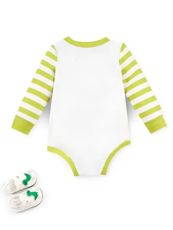 LULUKAKA Kids' Long-Sleeve Romper with Cute Cartoon Monster "Give Me a Hug" Print - Soft Polyester & Spandex Blend, Machine Washable, Round Neck - Perfect for All Seasons, Perfect for Outdoor