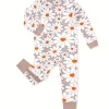 LUKAKA Newborn Baby Girl Bamboo Fiber Clothes Tight Zipper One-Piece Dress Flower Daisy Petal Pattern Children's One-Piece Pants Girls Autumn and Winter Clothing Bamboo Fiber Clothes, Perfect for Outdoor