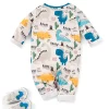 LULUKAKA Baby's Cartoon Dinosaur Print Bodysuit, Comfy Long Sleeve Onesie, Toddler & Infant Boy's Clothing, Perfect for Outdoor
