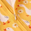LUKAKA Newborn Baby Boy and Girl Casual Bamboo Fiber Tight Zipper One-Piece Clothes Yellow Pastoral Style Series Duck Pattern Children's One-Piece Trousers Boys and Girls Bamboo Fiber Clothes, Perfect for Outdoor