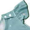 LULUKAKA Cute Cartoon Rabbit Print Romper for Newborns, Polyester Knit Fabric, Regular Fit, with Ruffle Sleeves and Elastic Waist, for All-Season Babywear, for Outdoor