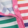 LULUKAKA Baby Girls' Bamboo Fiber Romper, Rainbow Striped Print, Long Sleeve Crew Neck, All-Season Knit Fabric, Loose Fit with Medium Stretch, Casual Style, for Outdoor