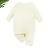 1pc LULUKAKA Newborn Baby Boy Long Sleeve Round Neck Open Shoulder Snap Romper, Cute Animal Print All-Season Knit Polyester 95% Spandex 5% Regular Fit Infant Bodysuit, for Outdoor