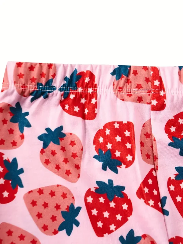LULUKAKA Cozy Strawberry & Polka Dot Girls' Pajama Set - Long Sleeve & Pants, Soft Stretch Fabric, Machine Washable, Round Neck Sleepwear for Newborns to Toddlers, Allseason Clothing|Fun Kids' Pajamas|Easy Care Fabric, Toddler Pajamas