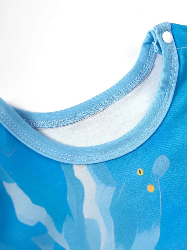 Adorable Sea Turtle Print Onesie for Baby Boys - Soft Polyester & Spandex Blend, Short Sleeve, Round Neck Romper - Perfect for Spring/Summer, LULUKAKA, Perfect for Outdoor