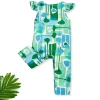 LULUKAKA Baby Girls' All-Over Print Romper, Casual Knit Polyester 95% Spandex 5% Blend, Medium Stretch, Regular Fit, All-Season Infant Bodysuit with Round Neck, for Outdoor