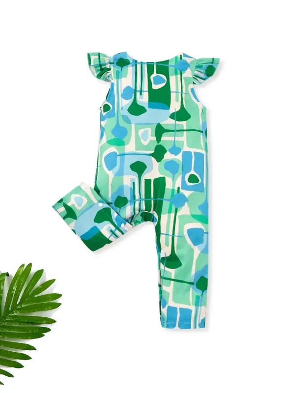 LULUKAKA Baby Girls' All-Over Print Romper, Casual Knit Polyester 95% Spandex 5% Blend, Medium Stretch, Regular Fit, All-Season Infant Bodysuit with Round Neck, for Outdoor