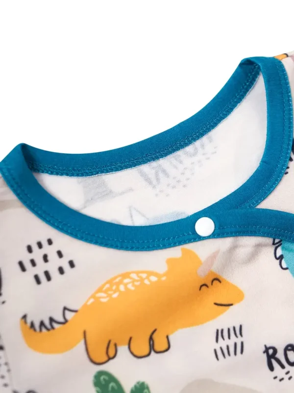 LULUKAKA Baby's Cartoon Dinosaur Print Bodysuit, Comfy Long Sleeve Onesie, Toddler & Infant Boy's Clothing, Perfect for Outdoor