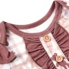 LULUKAKA 2pcs Baby Girls Romper Set, Cartoon Bear & Rabbit Print, Long Sleeve Ruffle Trim Onesie with Headband, Casual All-Season Knit Fabric, 95% Polyester 5% Spandex, Medium Stretch, for Outdoor