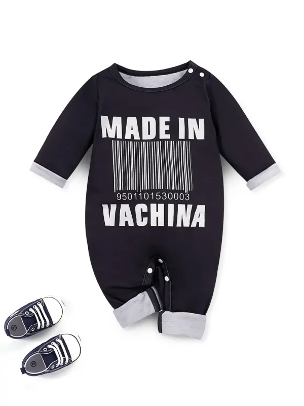 LULUKAKA Boys' Long-Sleeve Romper with Fun Print - Soft Polyester & Spandex Blend, Perfect for Spring/Fall, Perfect for Outdoor