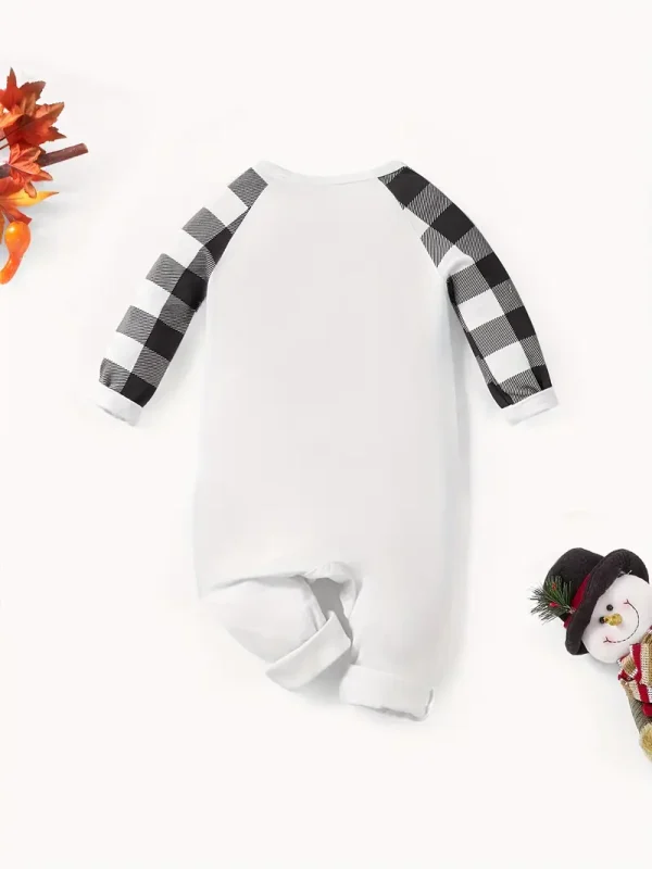 1pc LULUKAKA Newborn Christmas Long Sleeve Onesie, Cute Cartoon Snowman Print, Polyester Knit Fabric, Regular Fit, Fall/Winter Infant Bodysuit for Boys and Girls, for Outdoor