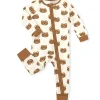LULUKAKA Unisex Baby Bodysuit, Bamboo Fiber 95% Spandex 5%, Cute Cartoon Bear Print, All-Season Knit Fabric, Skinny Fit with Zipper Closure, Animal Pattern Infant Onesie, for Outdoor