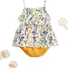 1pc LULUKAKA Baby Girls' Floral Print Romper, Sleeveless Tank Top Sundress, Polyester 95% Spandex 5% Woven Fabric, Casual Regular Fit Infant Bodysuit, for Outdoor