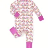 LULUKAKA Girls' Bamboo Fiber Romper, Cute Rainbow Stripe Print, Long Sleeve Raglan, Skinny Fit, Crew Neck, All-Season Knit Fabric with Zipper Closure, for Outdoor